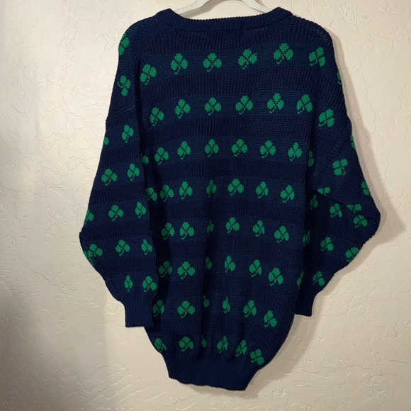 Quill’s woollen market Ireland shamrock print knit sweater stretch no size tag - Picture 5 of 5